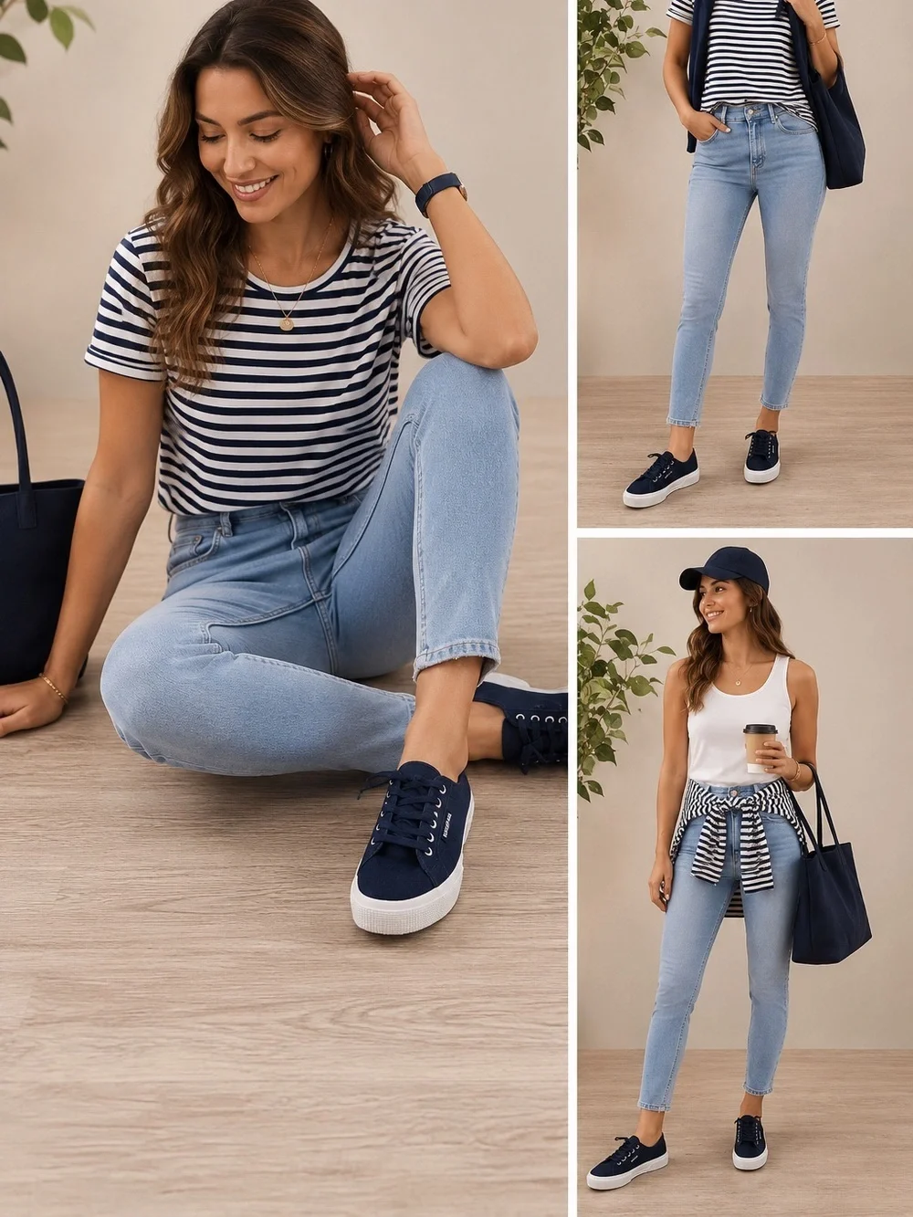 Superga Navy Canvas Classic Lace-Up Sneakers Women’s Size 8(39)